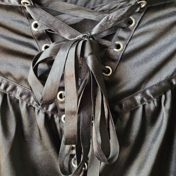 NWT Black Silk Equestrian Victorian Corset Bustle Skirt SMALL - Picture 7 of 16